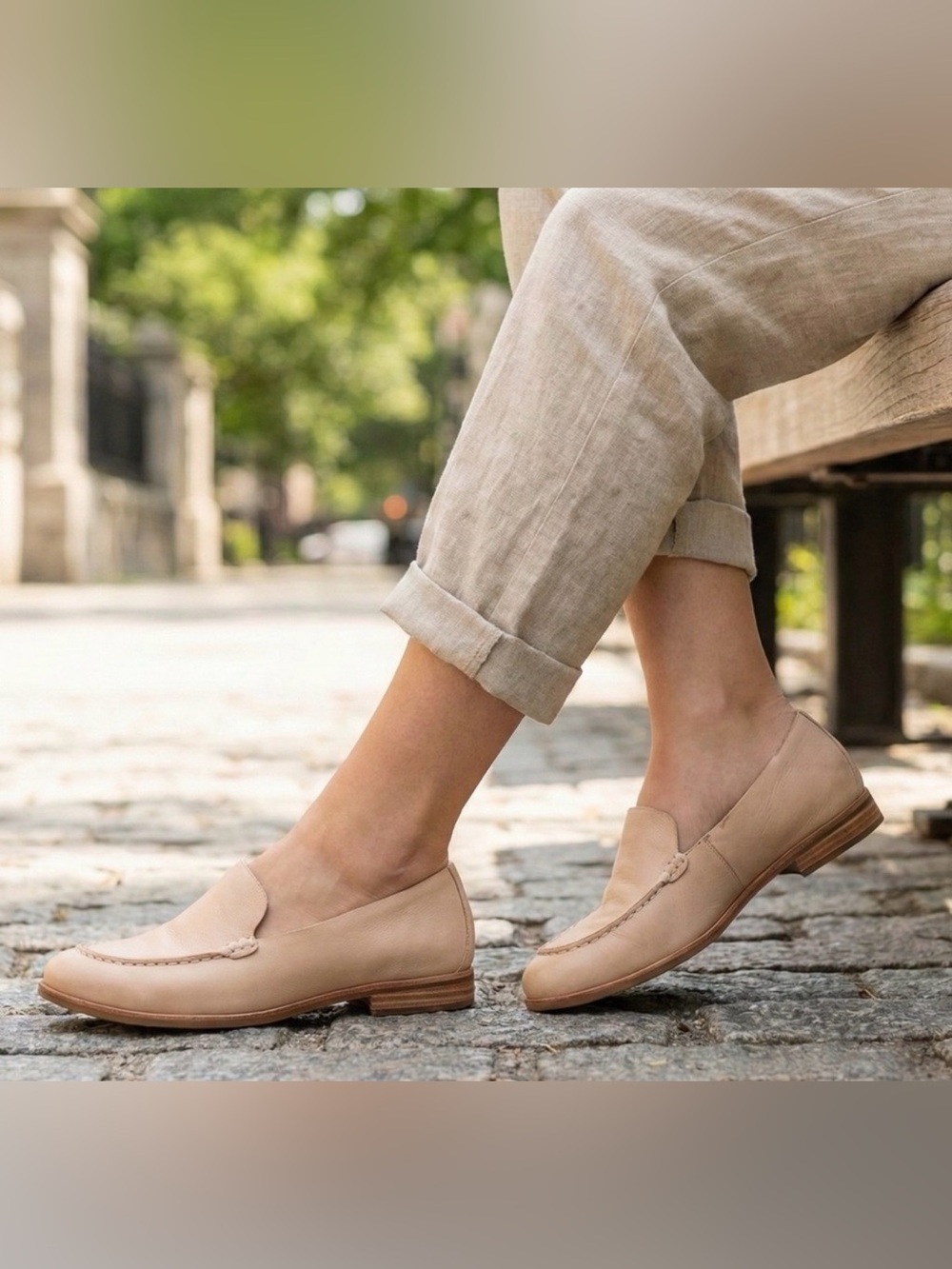 Kork-Ease Cream & Tan Hand-Finished Moc-Toe Loafers